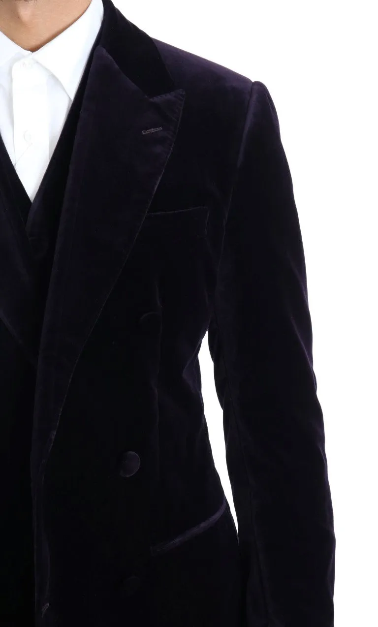 Purple Velvet Slim Fit Double Breasted Suit