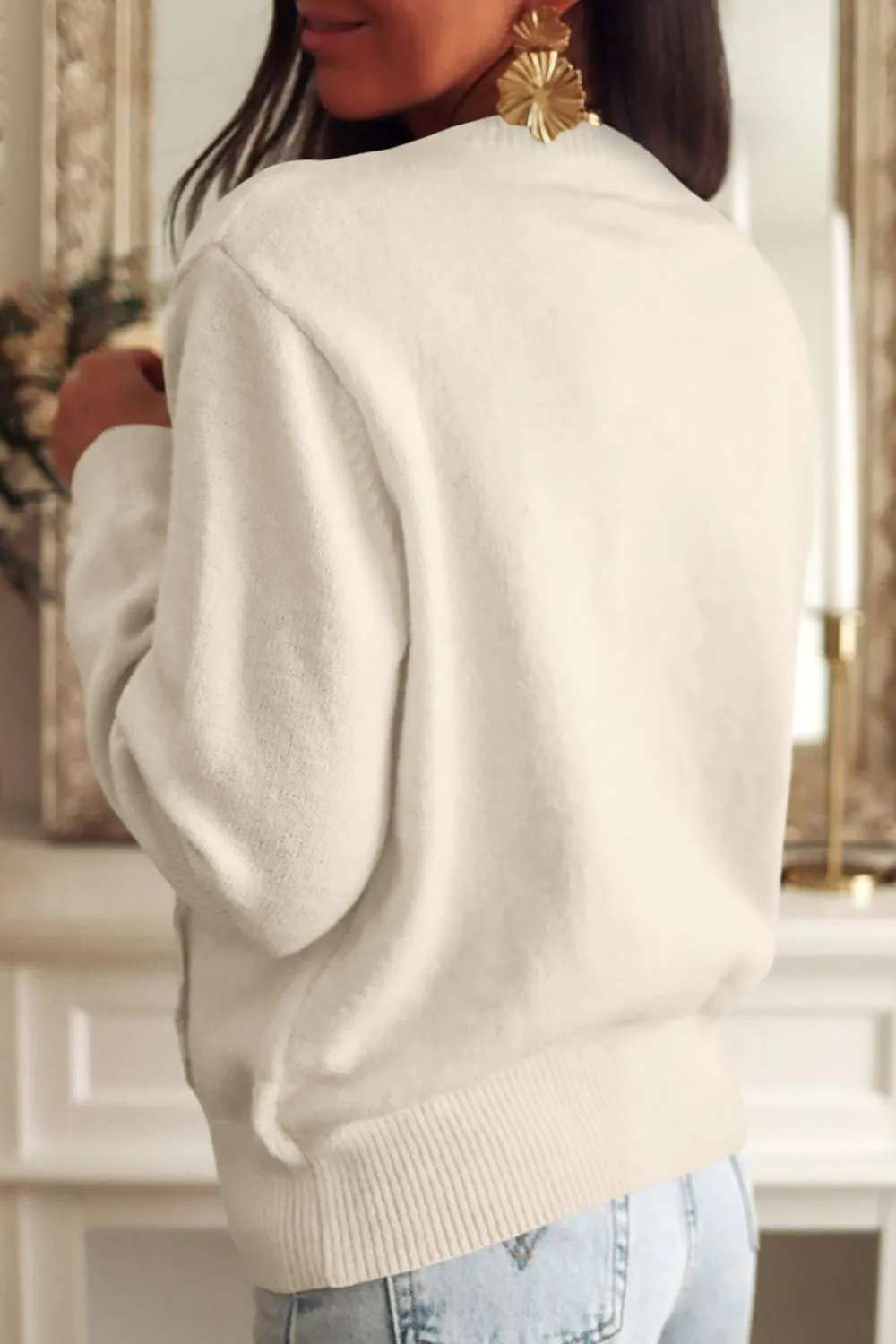 Quinn Lace Detail Button Down Long Sleeve Cardigan