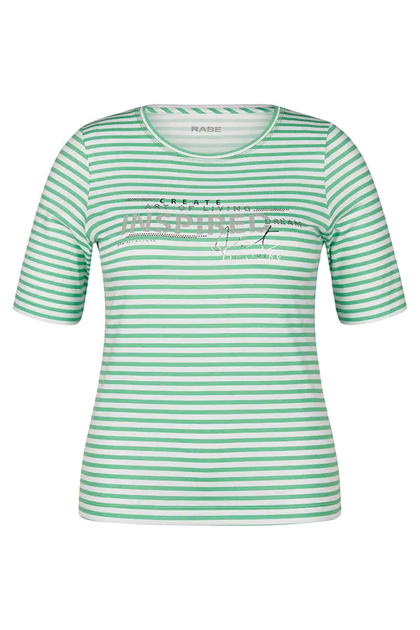 "ART OF LIVING" GREEN STRIPED T-SHIRT