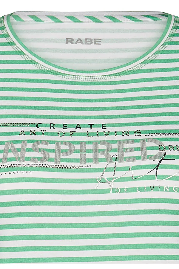 "ART OF LIVING" GREEN STRIPED T-SHIRT
