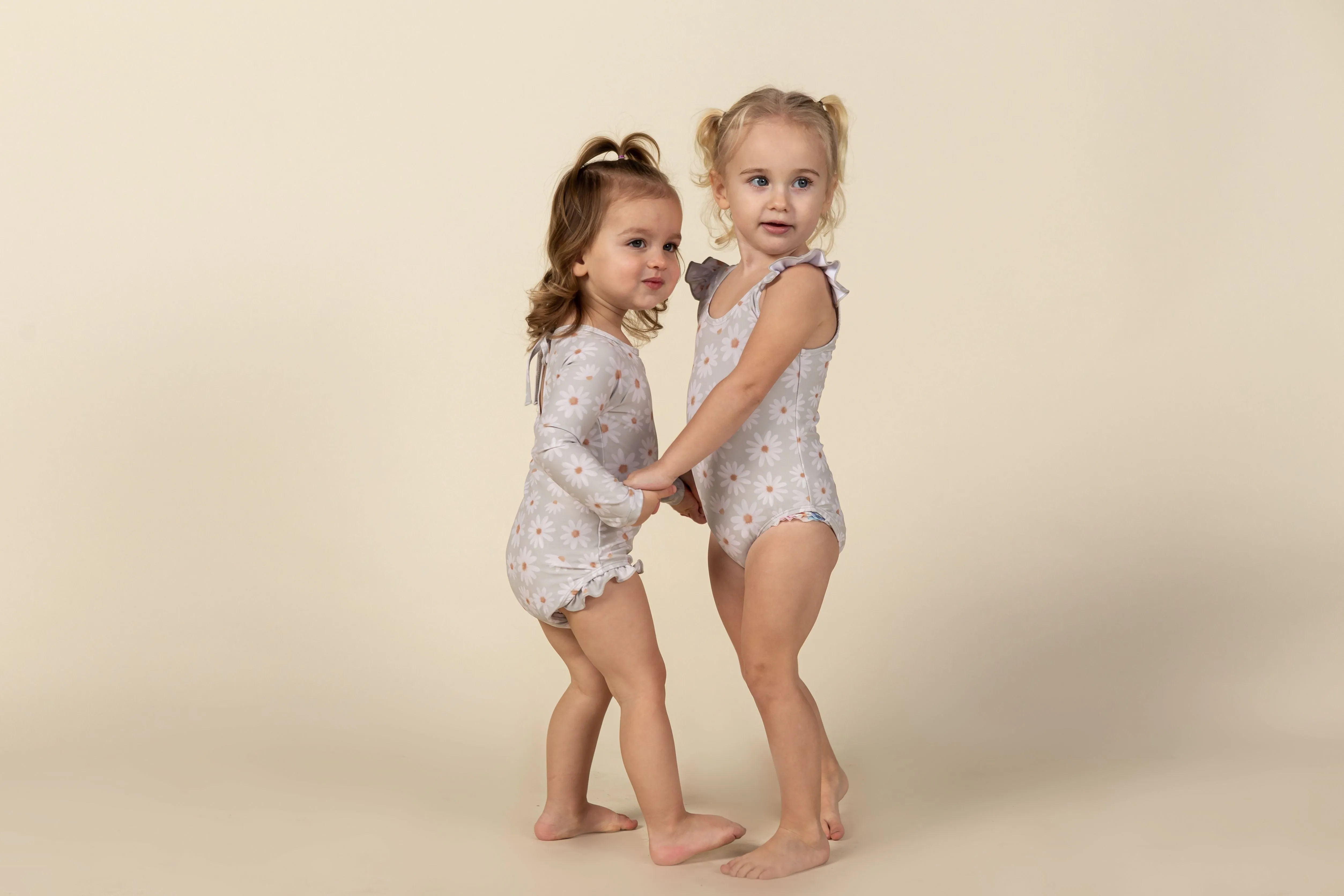 "emma" daisy children's upf50  rashguard ruffle swimsuit
