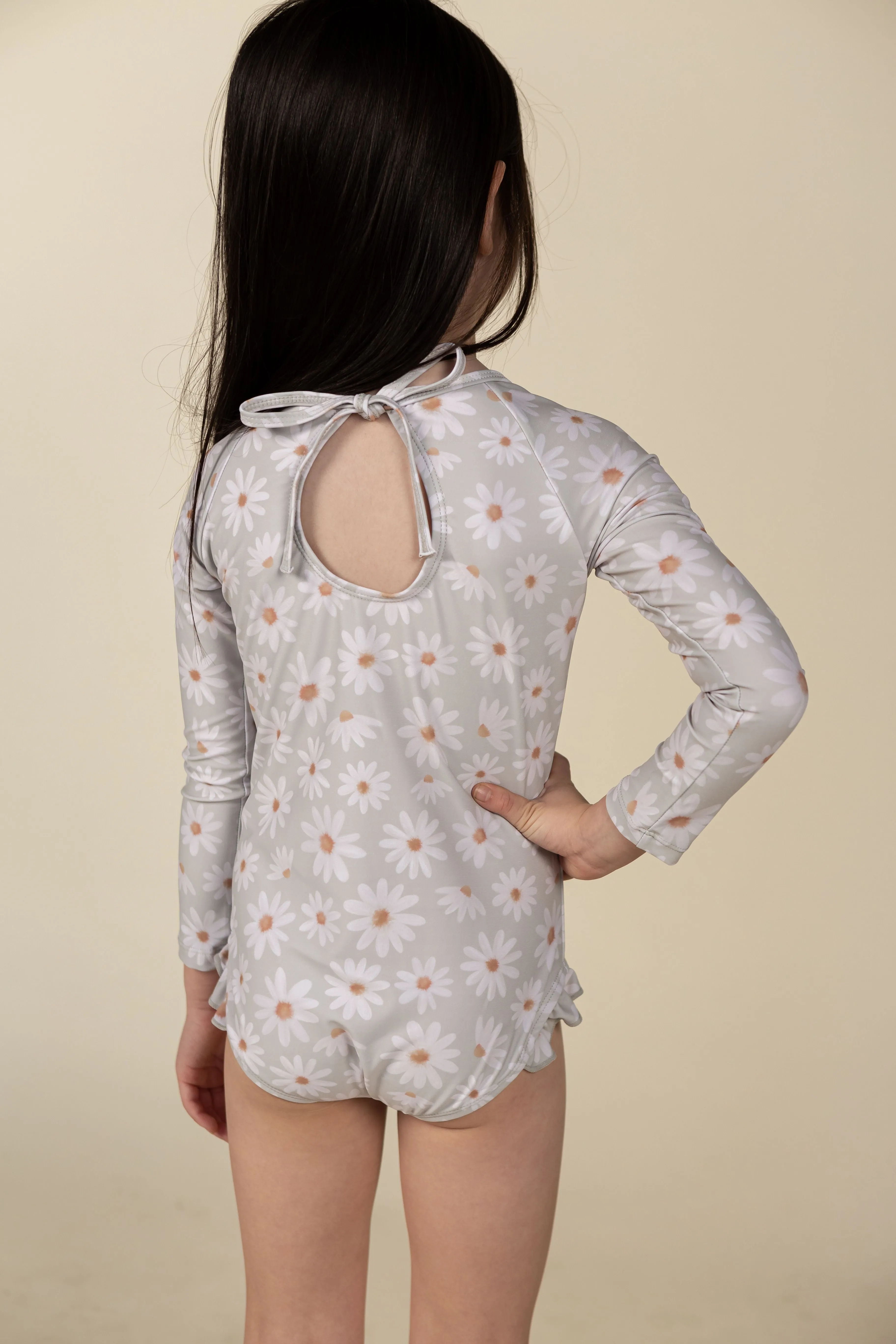 "emma" daisy children's upf50  rashguard ruffle swimsuit