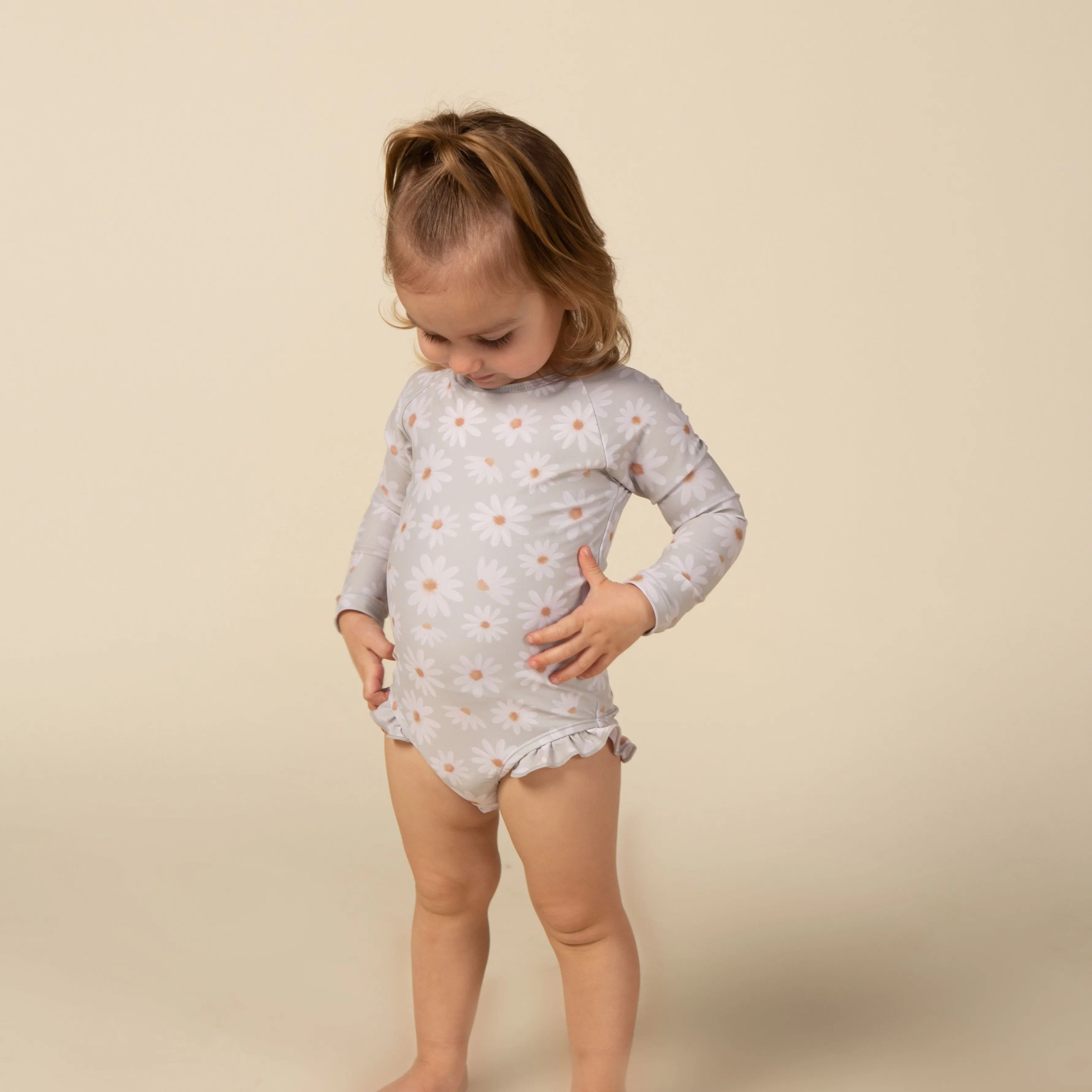 "emma" daisy children's upf50  rashguard ruffle swimsuit
