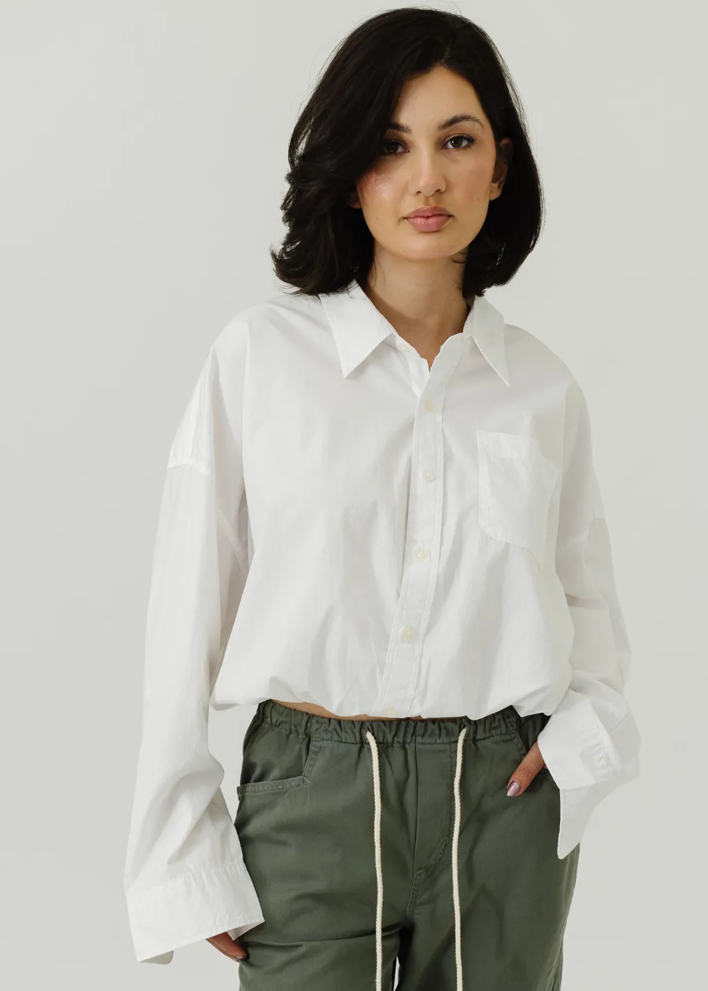 R13 Crossover Bubble Shirt in White