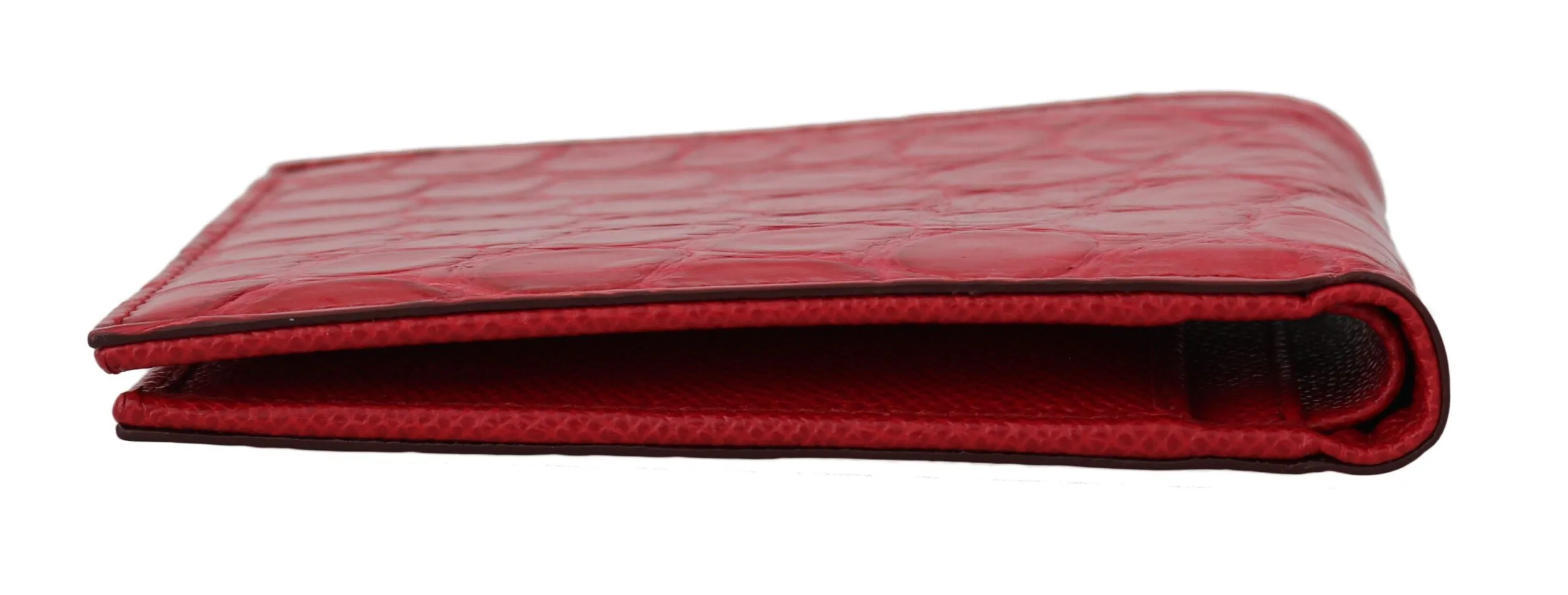 Red Caiman Alligator Cardholder Bifold Mens Wallet