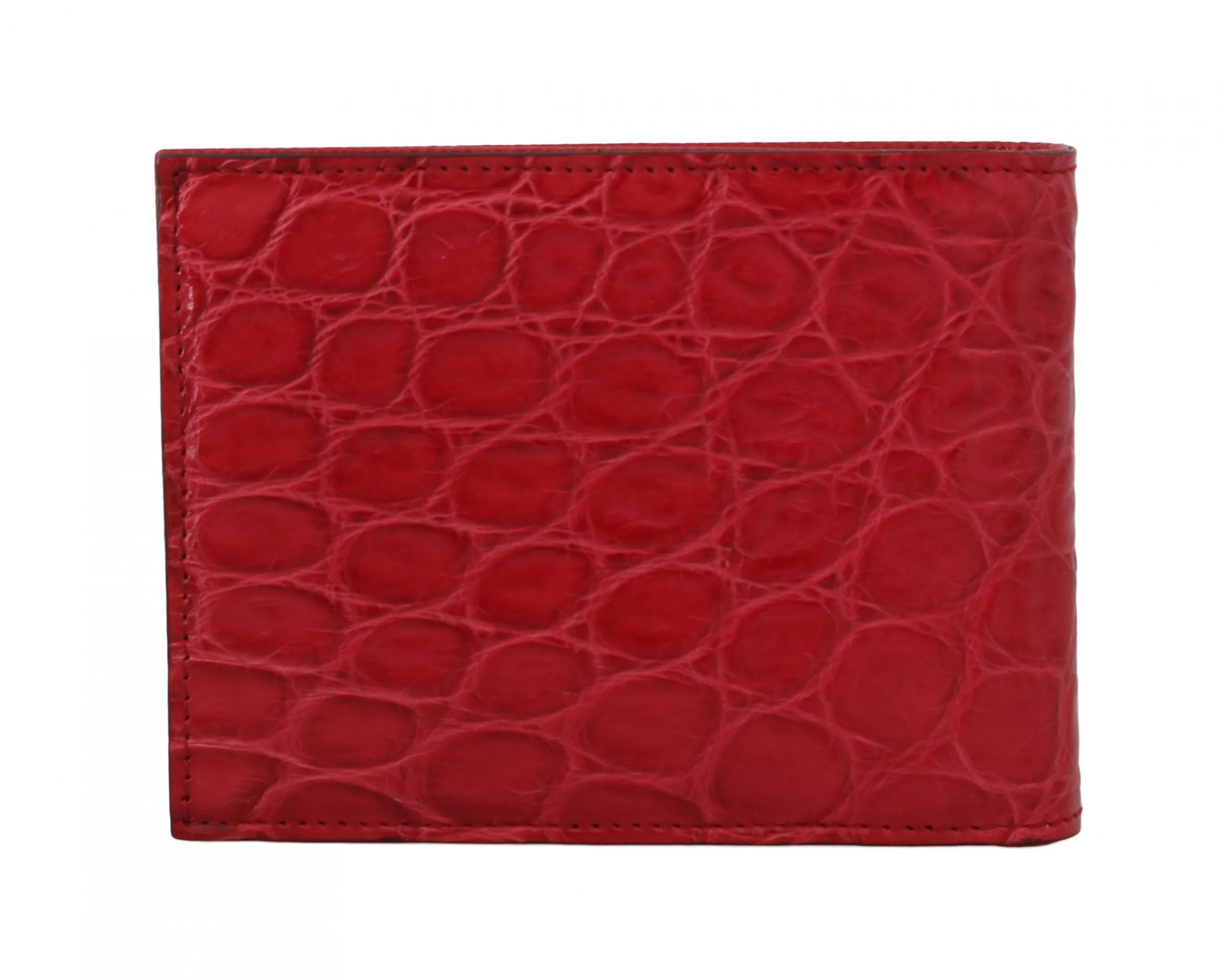 Red Caiman Alligator Cardholder Bifold Mens Wallet