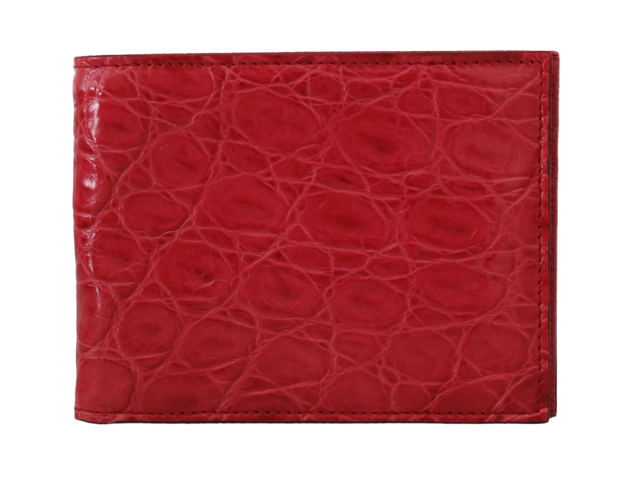 Red Caiman Alligator Cardholder Bifold Mens Wallet