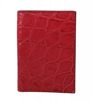 Red Caiman Alligator Cardholder Bifold Mens Wallet