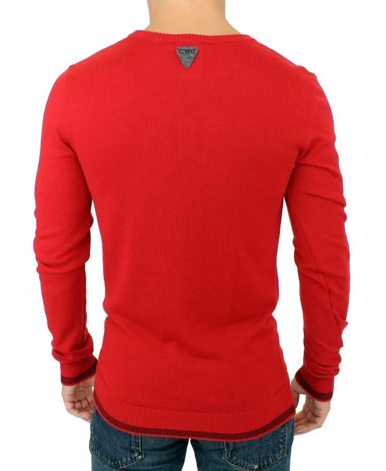Red crewneck wool sweater