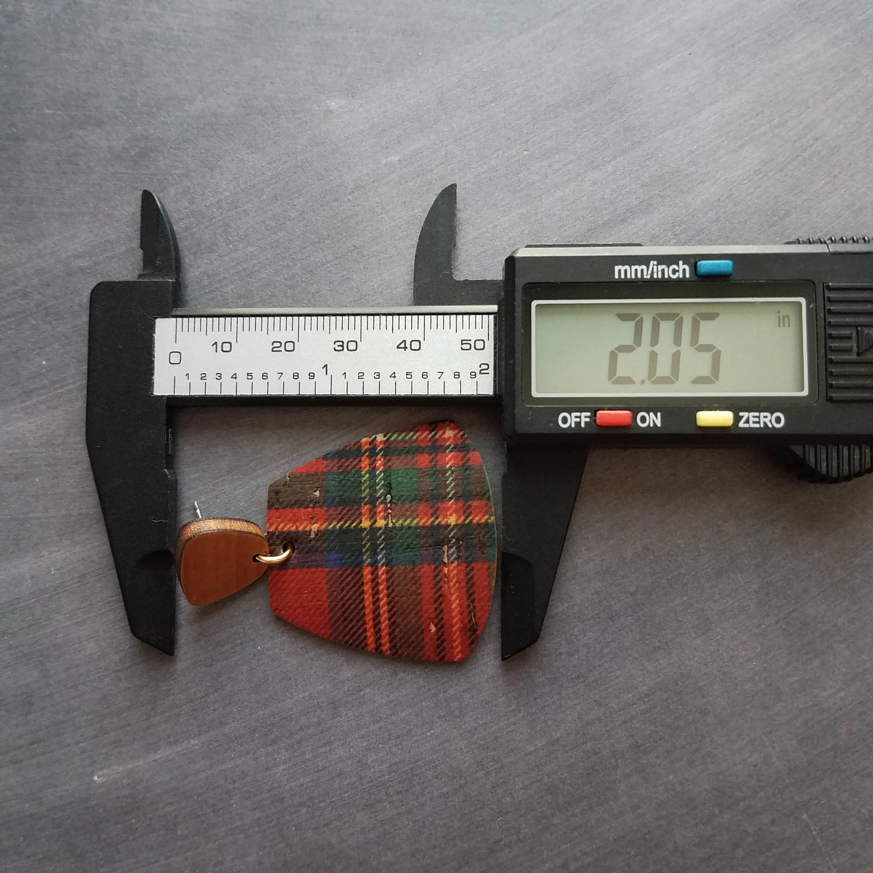 Red Tartan Plaid Earrings, wood earrings, hypoallergenic stainless steel earrings, large dangle earrings, Christmas Xmas earrings, winter jewelry, OOAK
