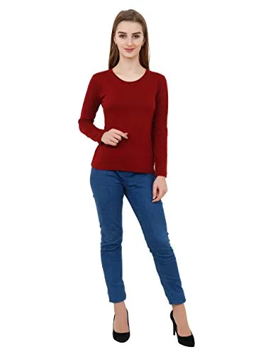 Reifica Women's T-Shirt (REF-WOMEN-FULL-PLAIN-M-M_Maroon_Medium)