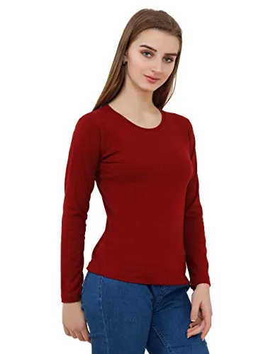 Reifica Women's T-Shirt (REF-WOMEN-FULL-PLAIN-M-M_Maroon_Medium)
