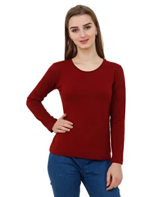 Reifica Women's T-Shirt (REF-WOMEN-FULL-PLAIN-M-M_Maroon_Medium)