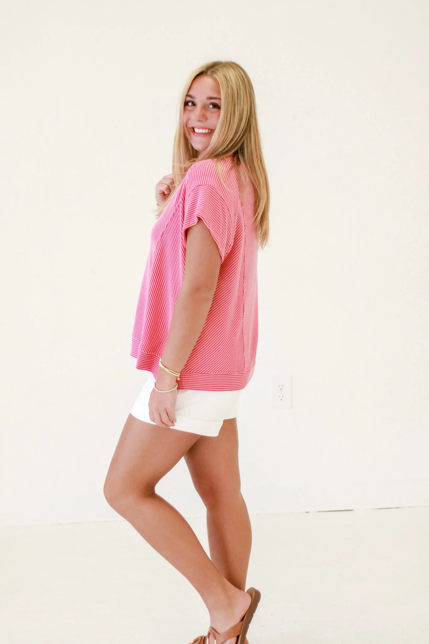 Reining Raspberry Ribbed Top