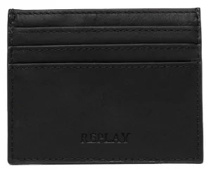 Replay Mens Cardholder In Black Leather with Large Branding