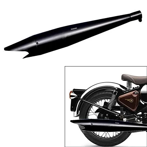 R.J.VON Premium Shark Muffler Silencer for Royal Enfield - Classic 350/500,Standard/Electra 350/500,Thunderbird 350/500.(Black)