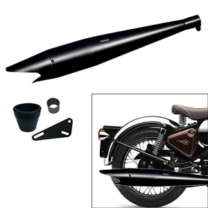 R.J.VON Premium Shark Muffler Silencer for Royal Enfield - Classic 350/500,Standard/Electra 350/500,Thunderbird 350/500.(Black)