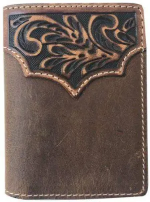 Roper Tri-Fold Wallet Tooled Yoke Tan