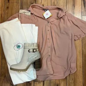 Rose Button Up Top