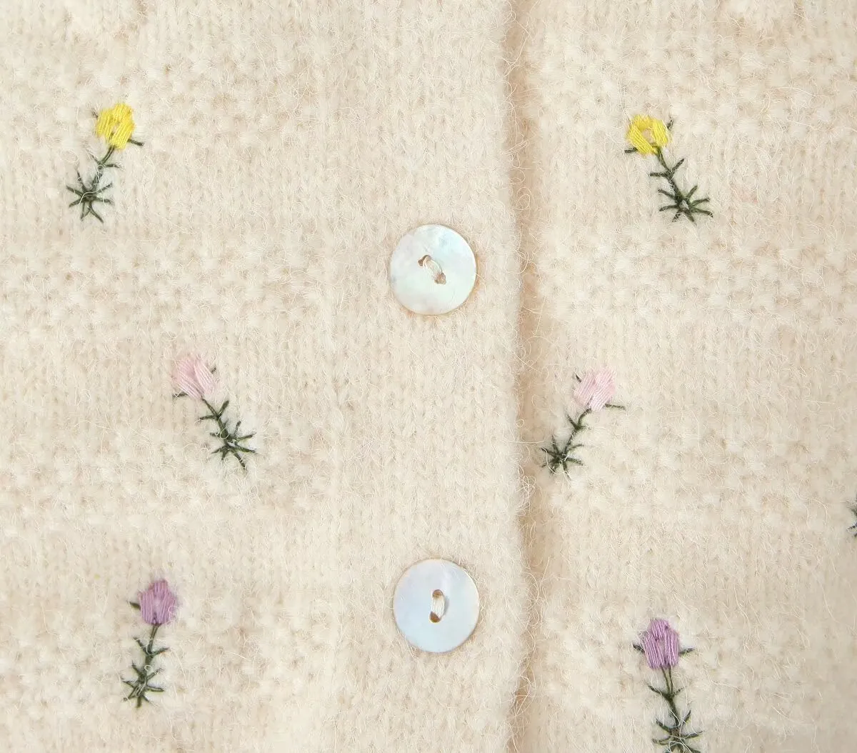 Rose Embroidery Cardigan Sweater