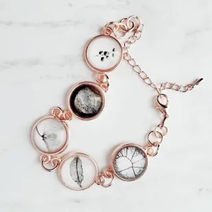 Rose Gold Bracelet, skeleton leaf, botanical jewelry, adjustable chain bracelet, leaf bracelet, rose gold leaves, rose gold leaf, pink gold