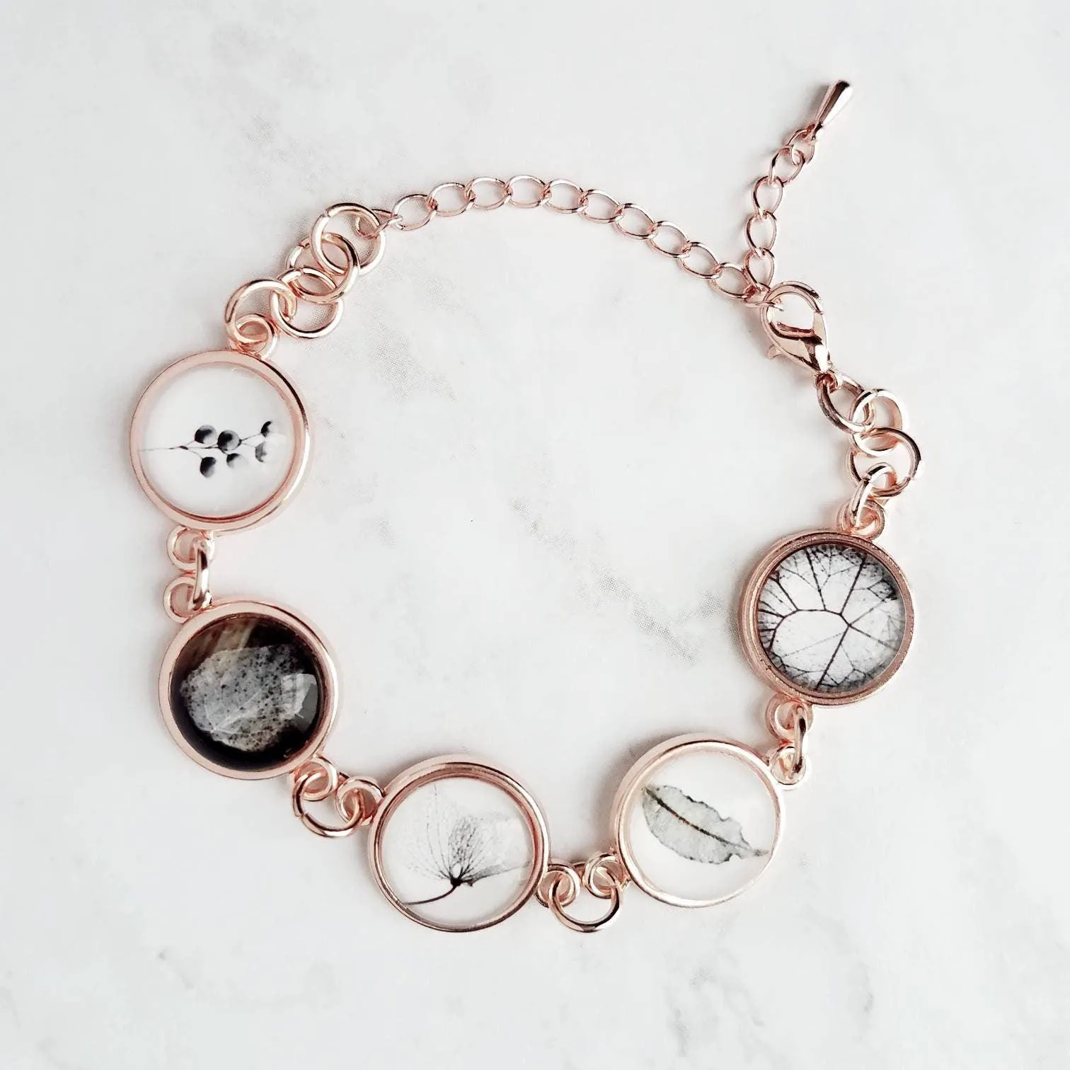 Rose Gold Bracelet, skeleton leaf, botanical jewelry, adjustable chain bracelet, leaf bracelet, rose gold leaves, rose gold leaf, pink gold