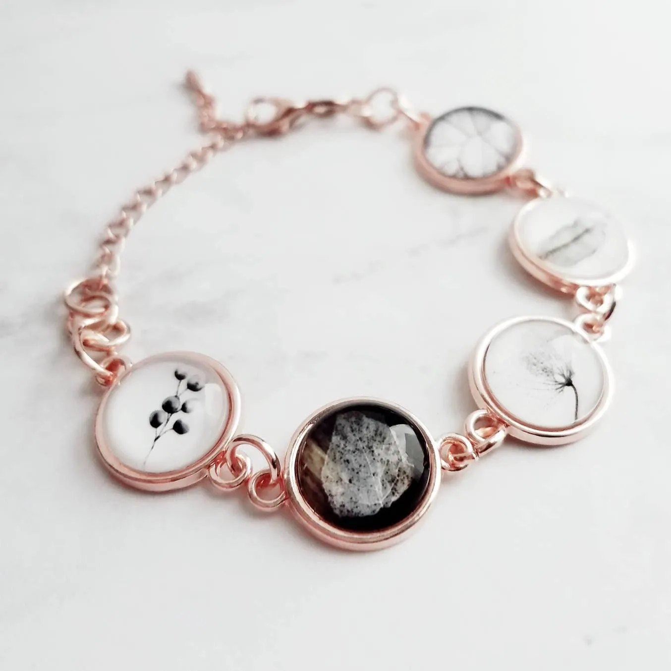 Rose Gold Bracelet, skeleton leaf, botanical jewelry, adjustable chain bracelet, leaf bracelet, rose gold leaves, rose gold leaf, pink gold