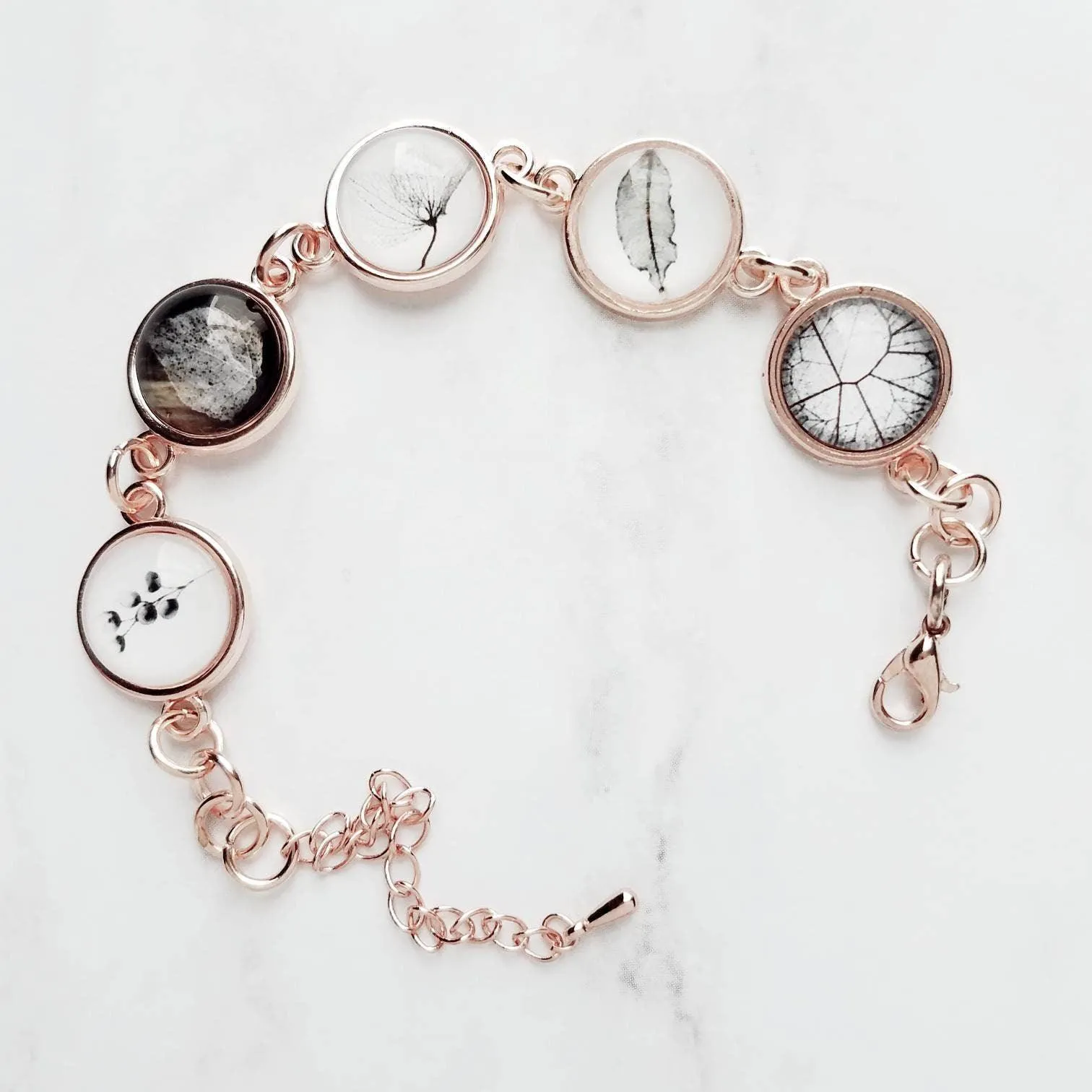 Rose Gold Bracelet, skeleton leaf, botanical jewelry, adjustable chain bracelet, leaf bracelet, rose gold leaves, rose gold leaf, pink gold