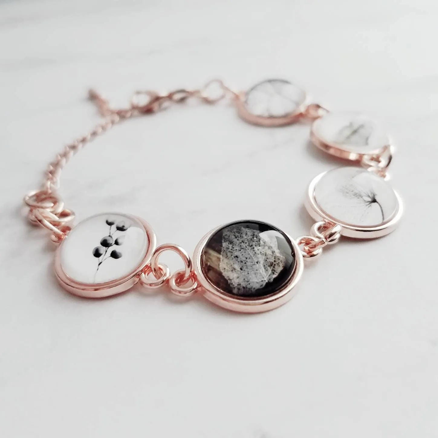 Rose Gold Bracelet, skeleton leaf, botanical jewelry, adjustable chain bracelet, leaf bracelet, rose gold leaves, rose gold leaf, pink gold