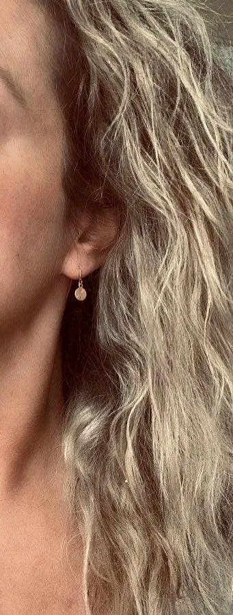 Rose Gold Sequin Earrings, rose gold disk earring, rose gold circle earring, tag earring, round dangle earring, rose gold disc earring plain