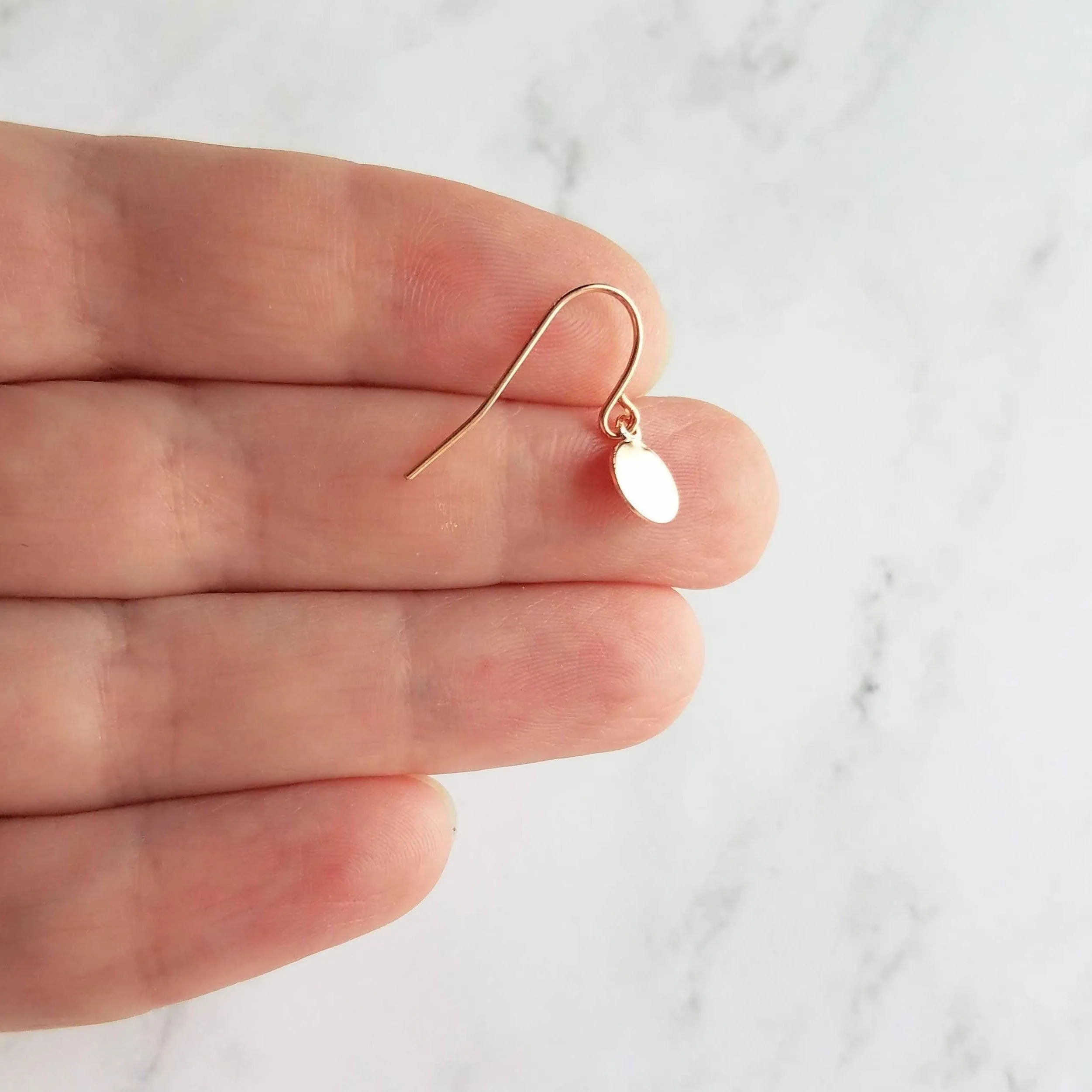 Rose Gold Sequin Earrings, rose gold disk earring, rose gold circle earring, tag earring, round dangle earring, rose gold disc earring plain