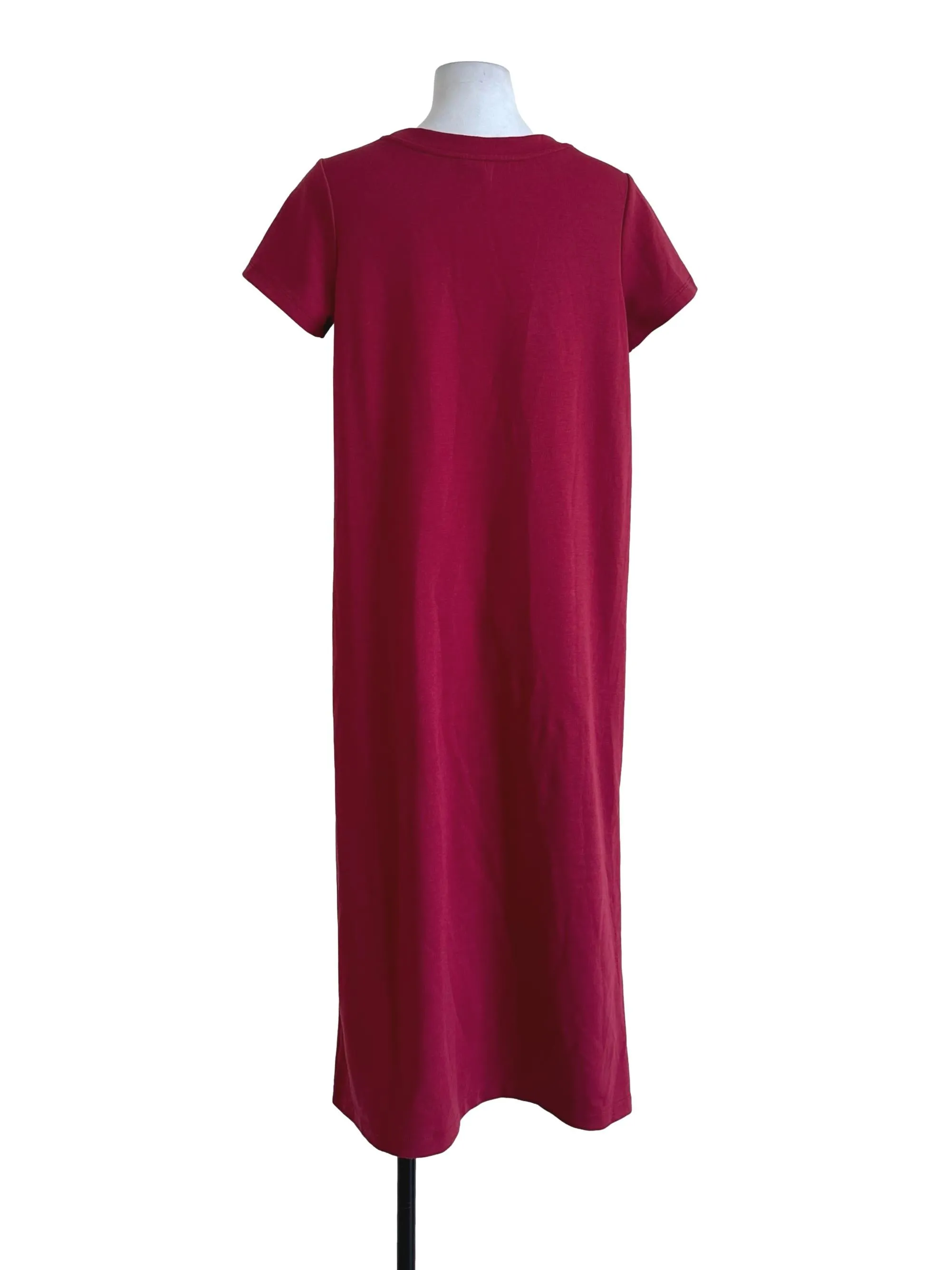 Rose Red Plain Long Tee Top