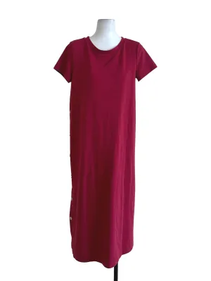 Rose Red Plain Long Tee Top