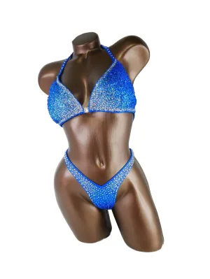 Royal Blue Hologram Figure Competition Suit