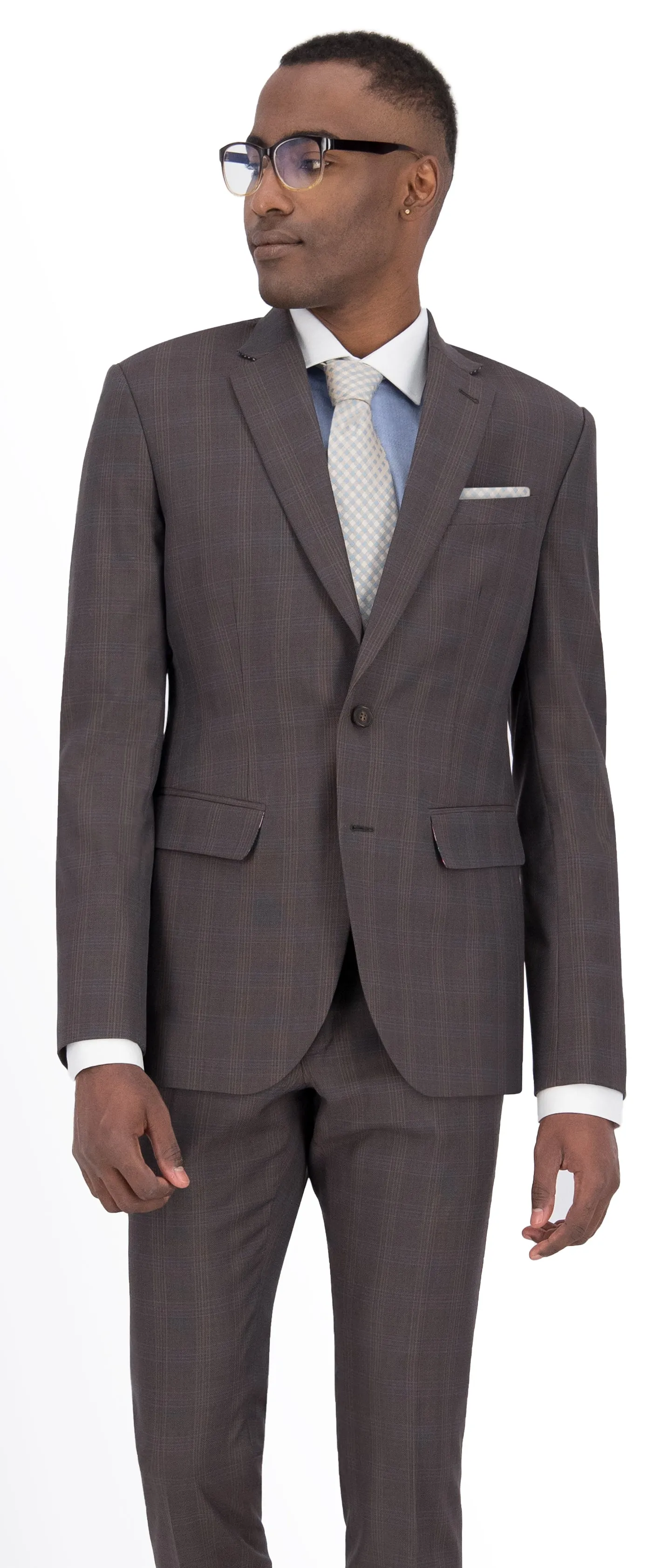 Rust Brown with Orange Check Long Suit