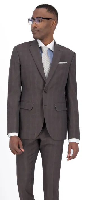 Rust Brown with Orange Check Long Suit