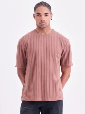 Rust Plain Cotton Round Neck T-Shirt
