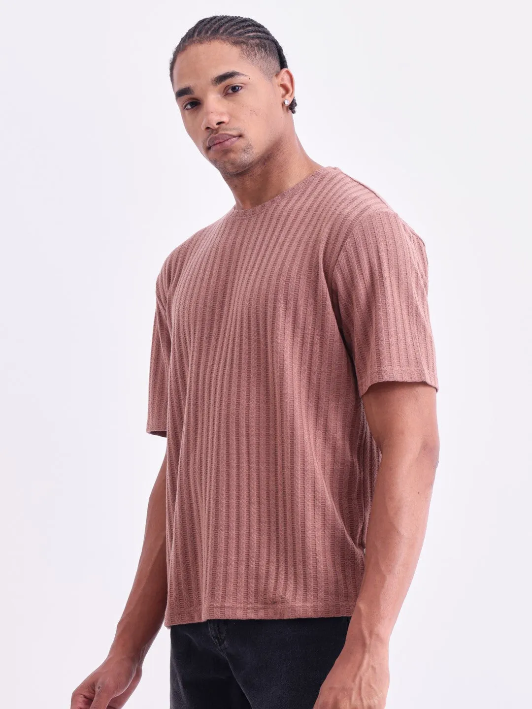 Rust Plain Cotton Round Neck T-Shirt