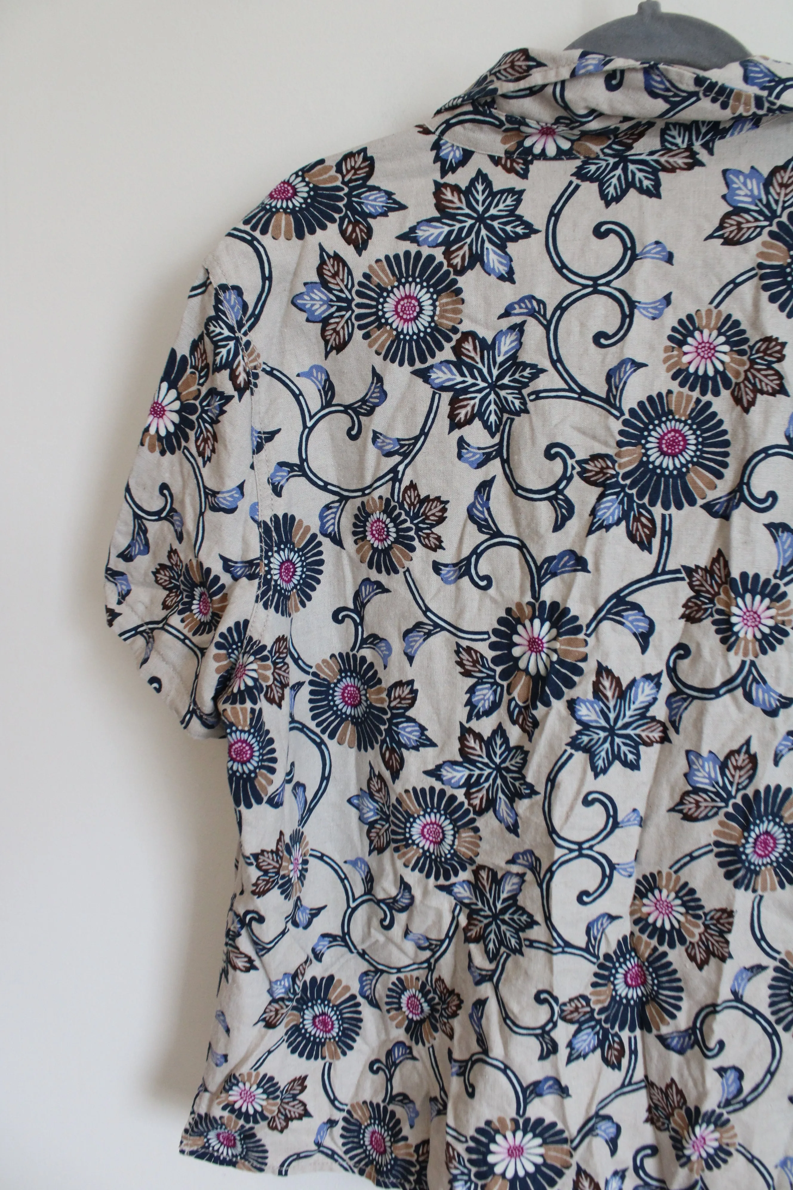 Sag Harbor Linen Blend Patterned Top | XL