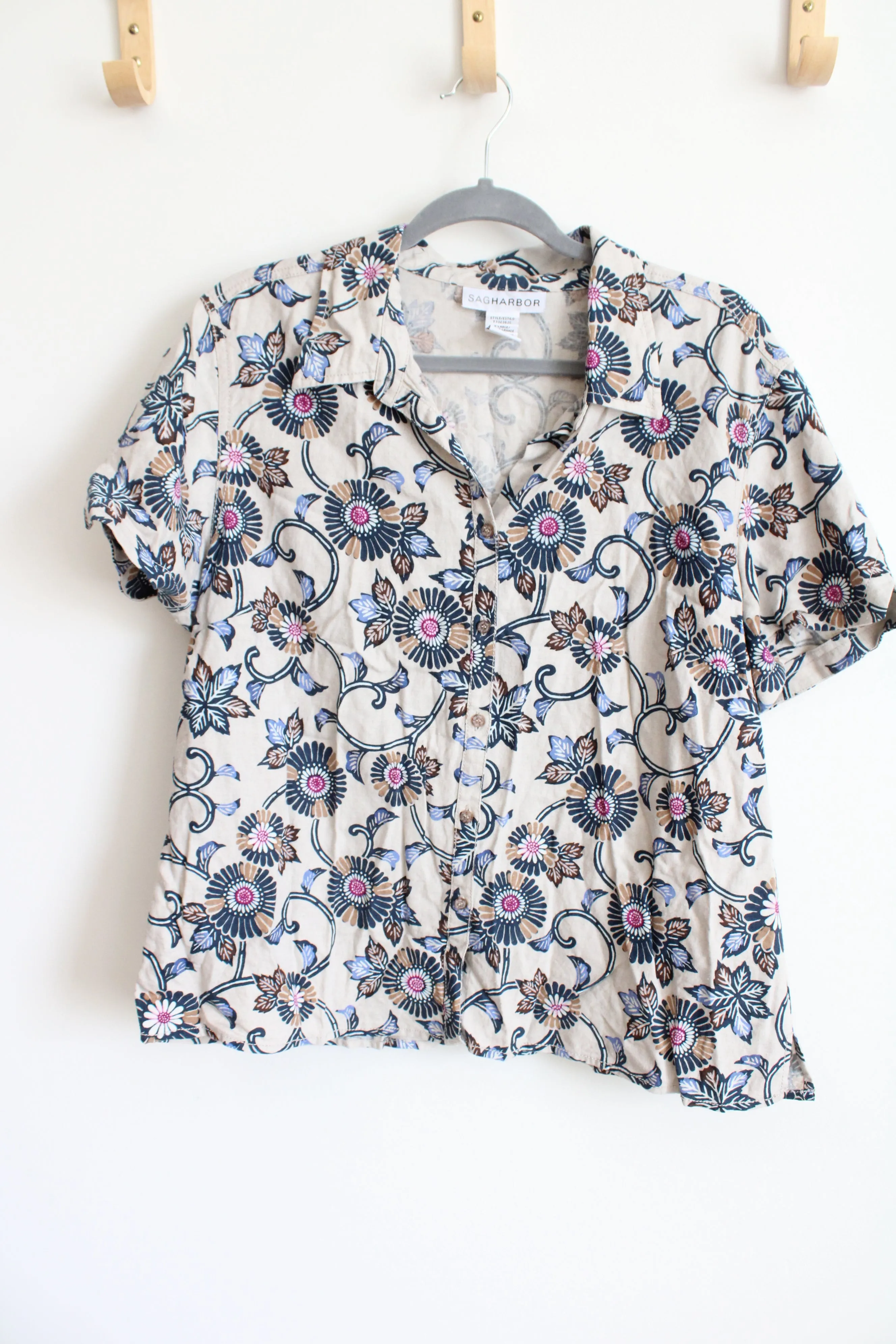 Sag Harbor Linen Blend Patterned Top | XL