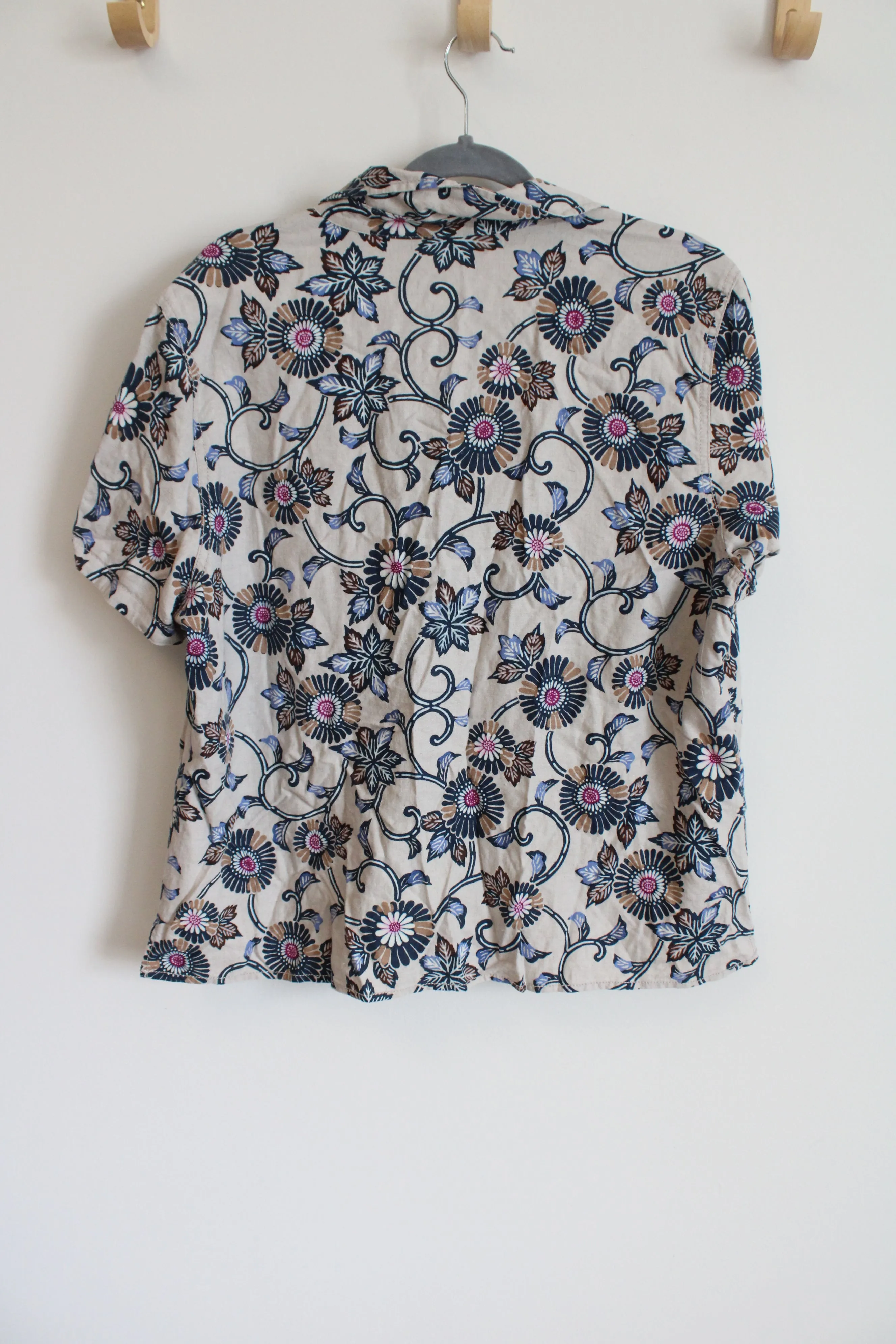 Sag Harbor Linen Blend Patterned Top | XL