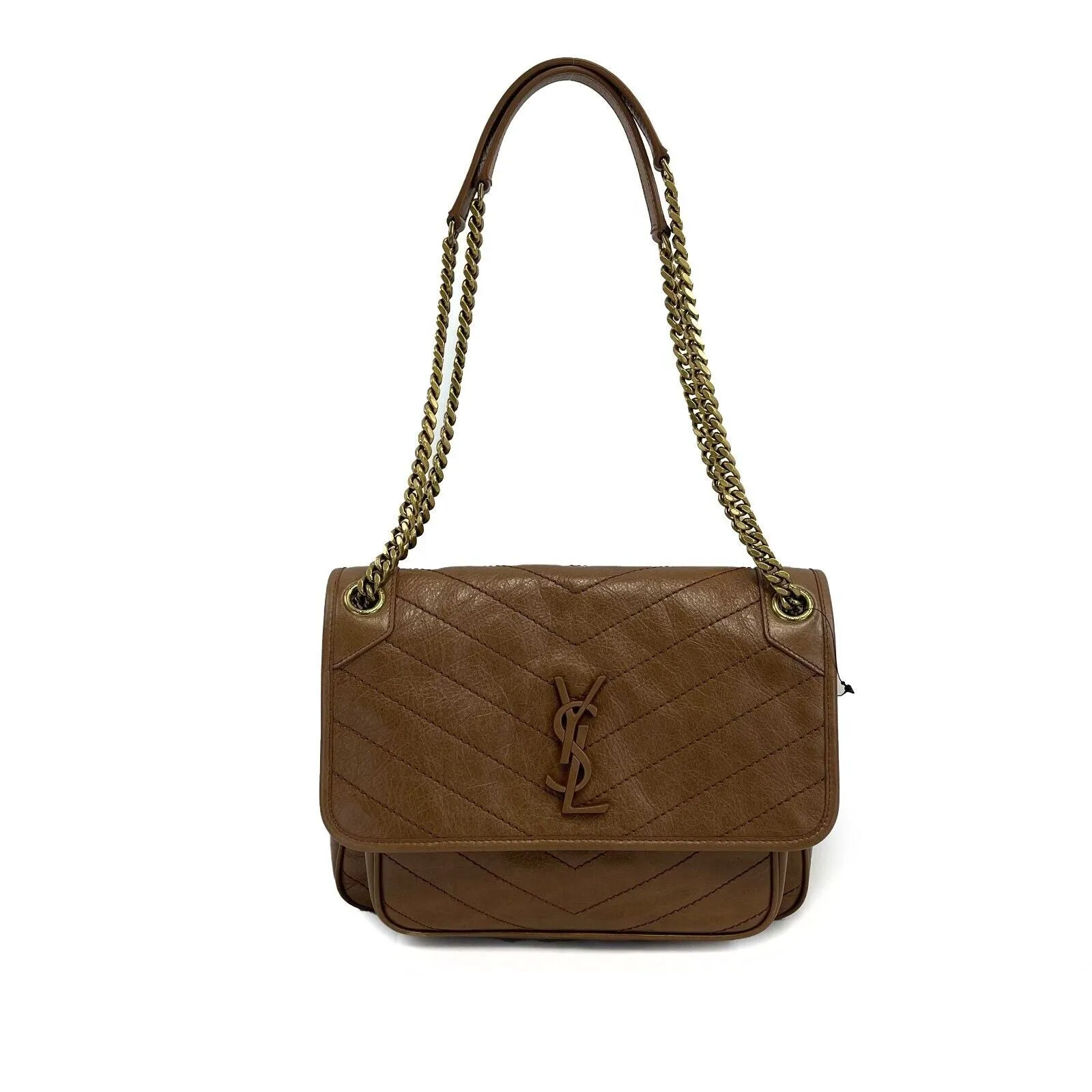 Saint Laurent - YSL Niki Medium Quilted Crinkled Leather Shoulder Bag