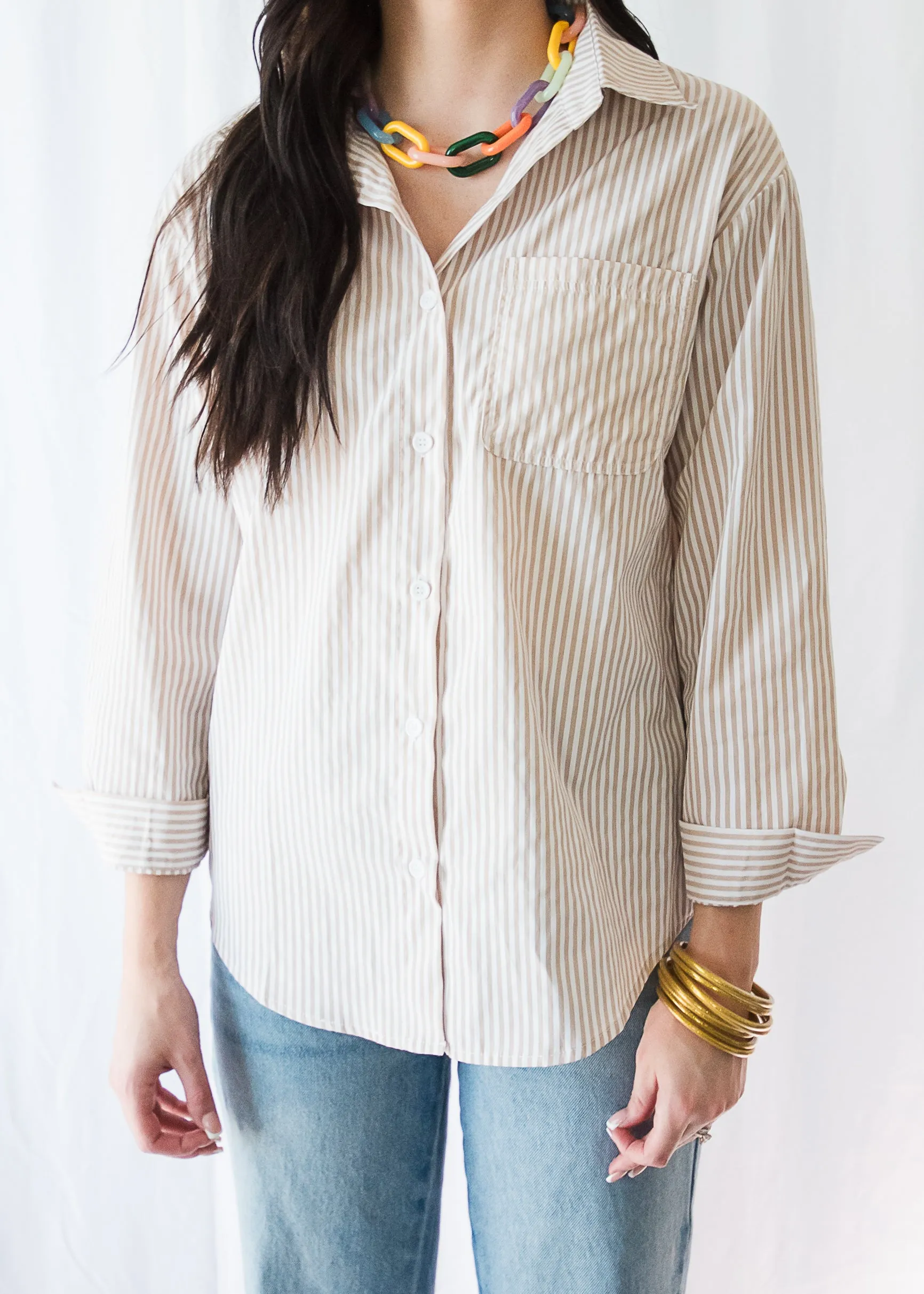 Sandy Stripes Button Down