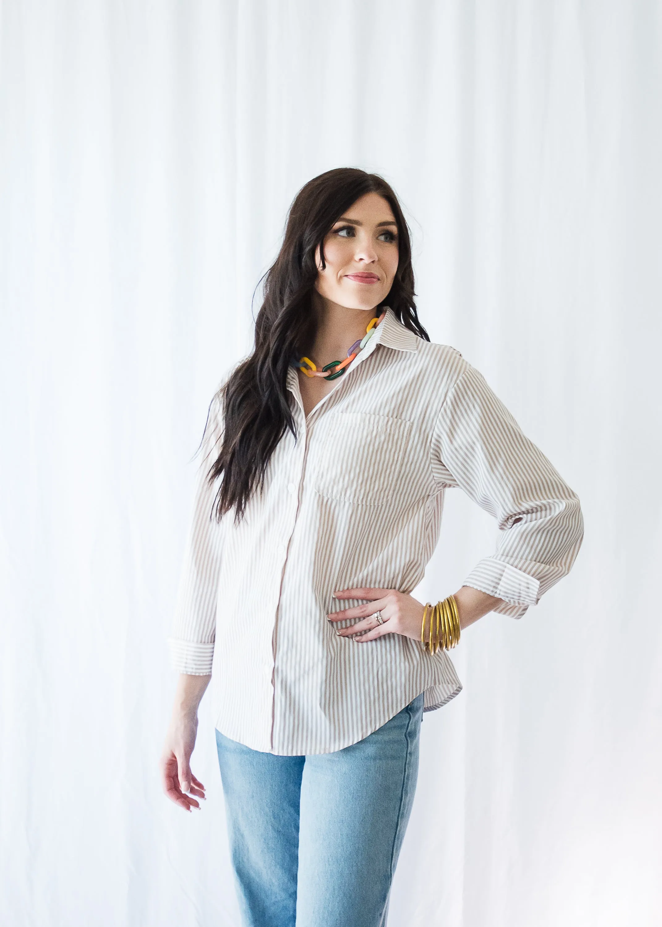 Sandy Stripes Button Down