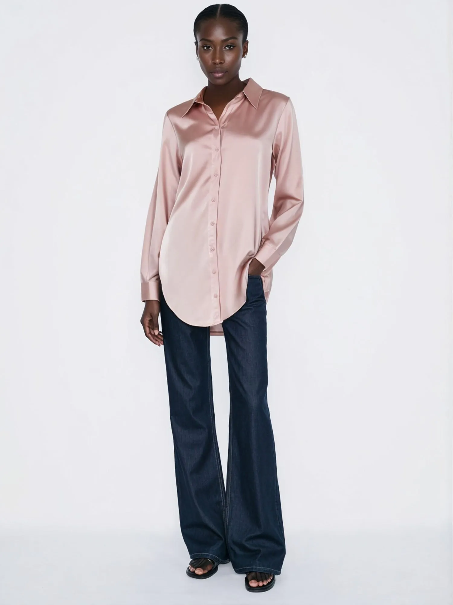 Satin Button Down Shirt