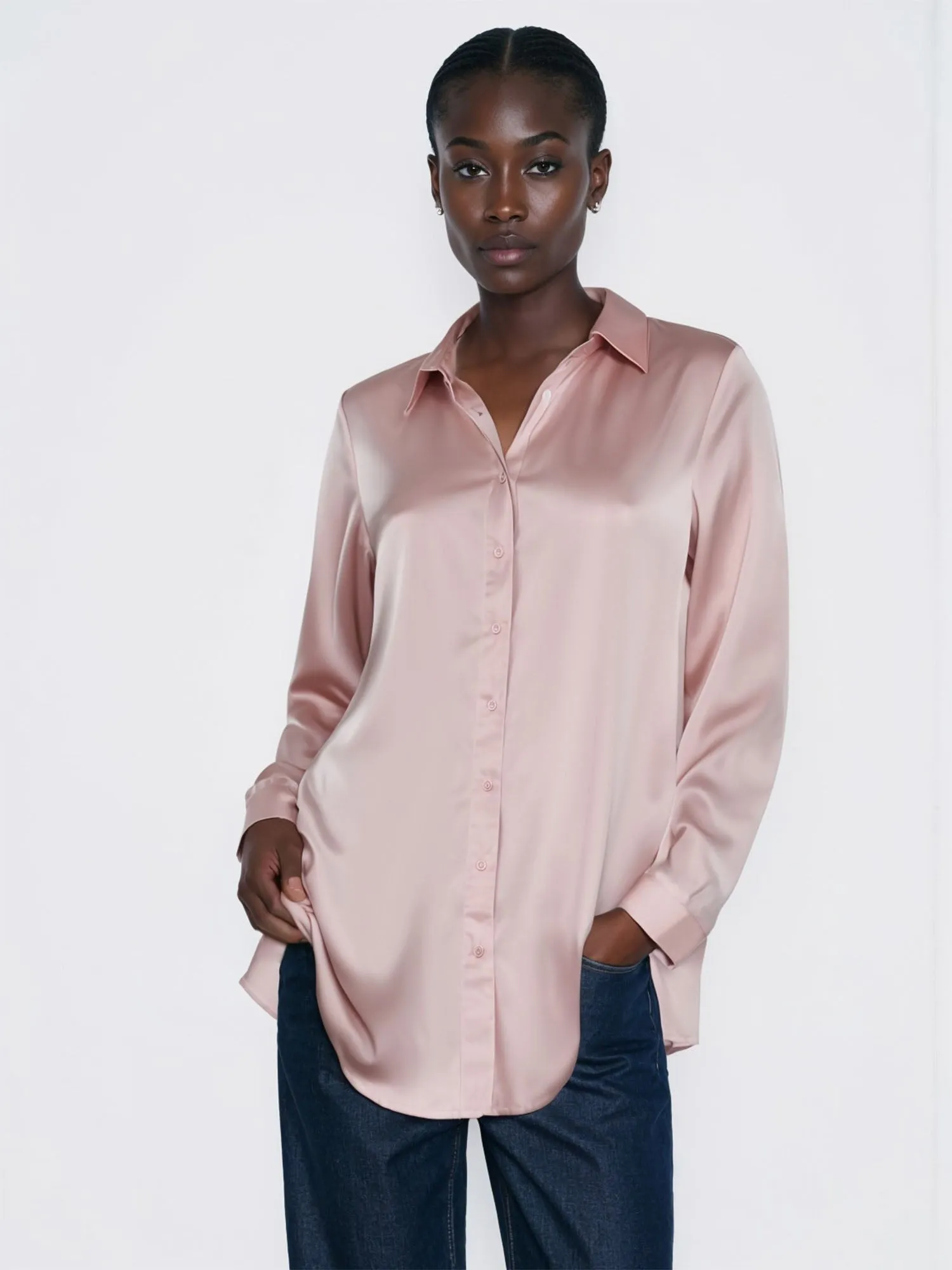Satin Button Down Shirt