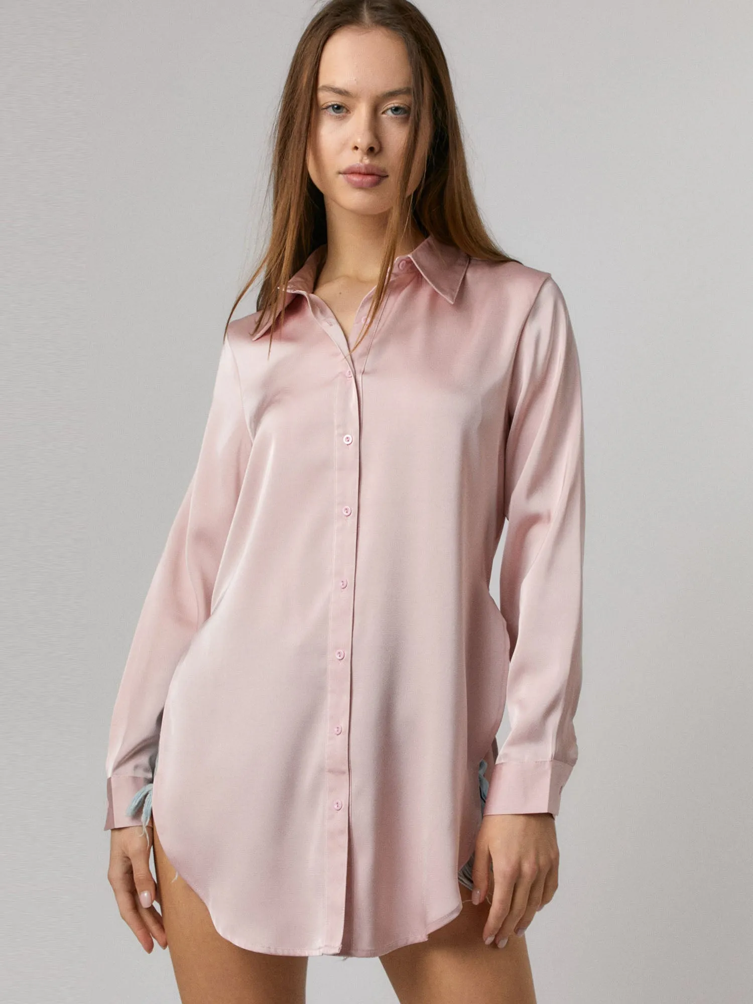 Satin Button Down Shirt