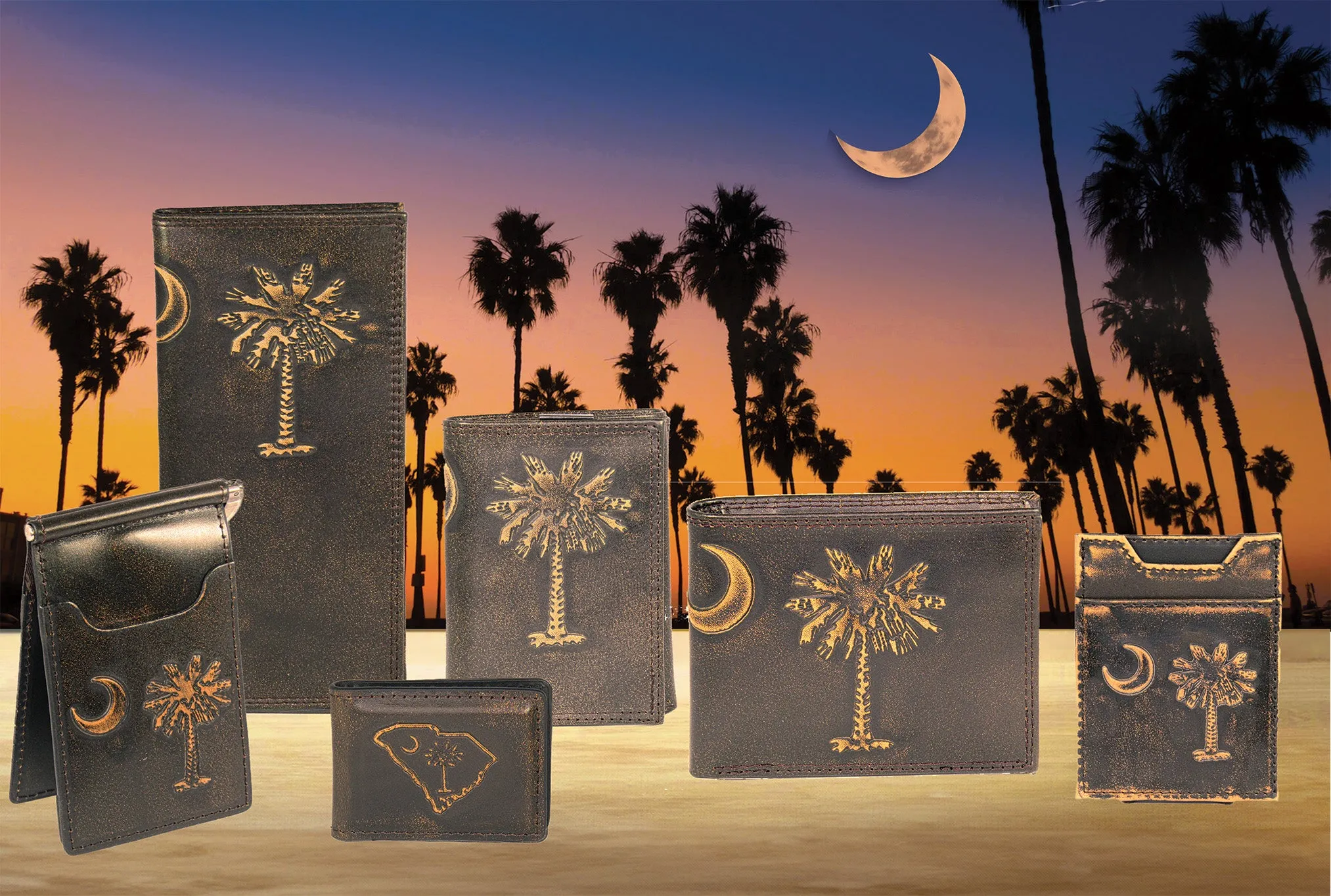 SC Palmetto Burnished Leather Bifold Wallet