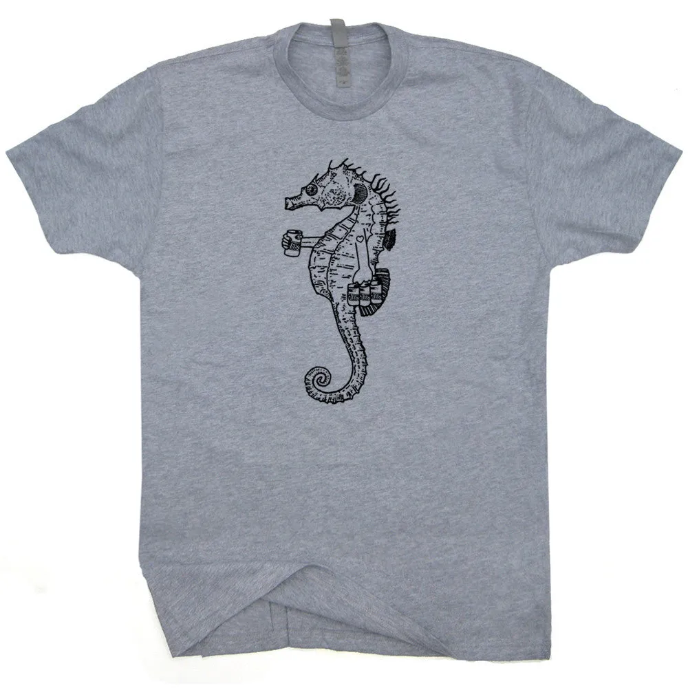 Seahorse T Shirts Funny Beer T Shirts Cool Beer Shirt Vintage Animal Shirt
