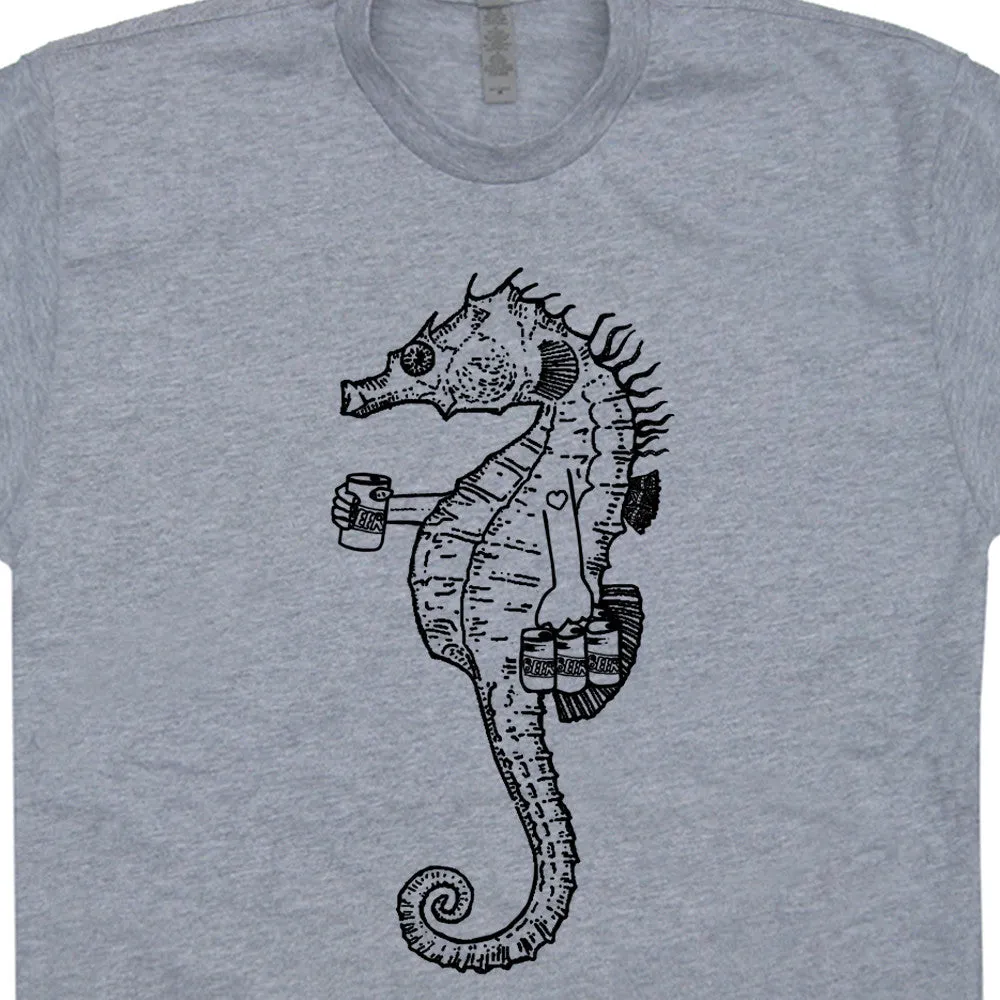 Seahorse T Shirts Funny Beer T Shirts Cool Beer Shirt Vintage Animal Shirt